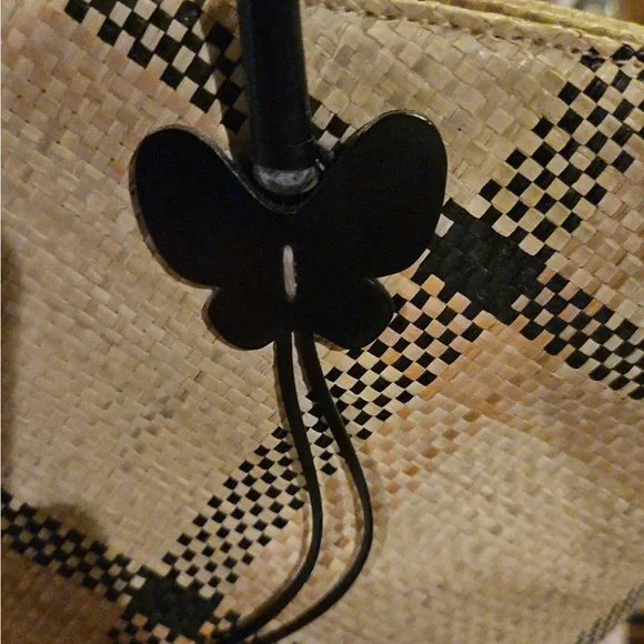 Ettienne AignerWoven Straw Tote Bag in Yellow and Black - Picture 4 of 6